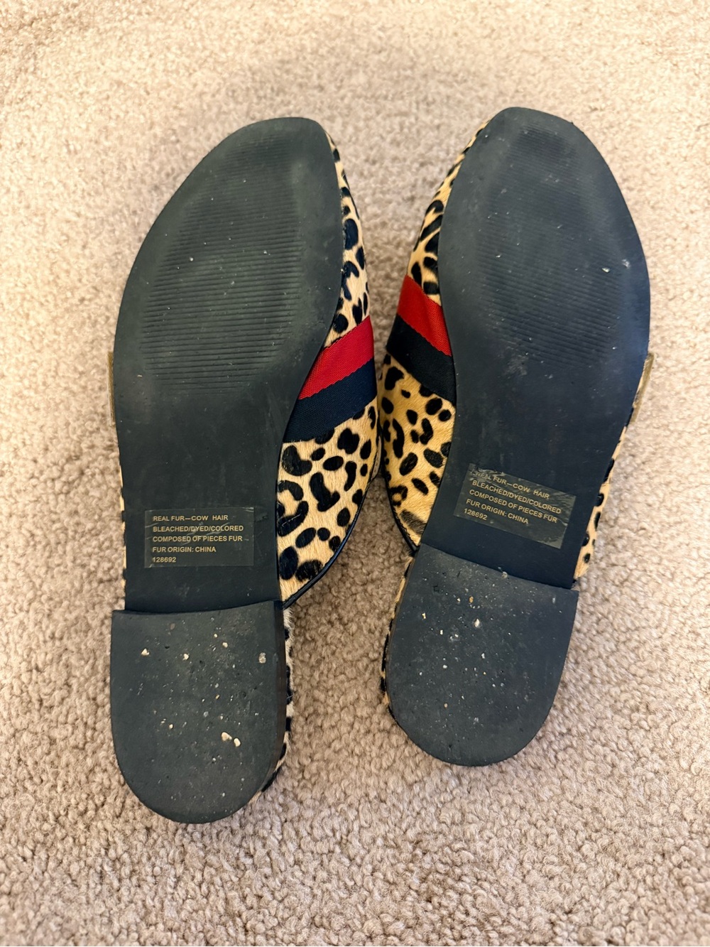 Steve Madden Leopard Cow Hair Mule Loafers Gold Lion Flats Size 9 - Picture 4 of 7